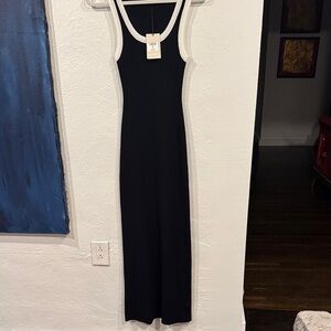 Elan Black Maxi Dress with White Trim